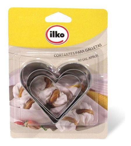 Cortantes De Galletitas Ilko X3 Forma De Corazón H Y T Color Gris