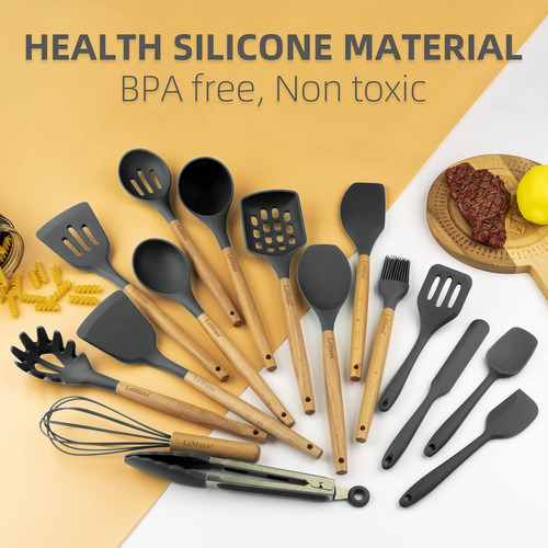 Utensilios De Cocina De Silicona 18 Piezas Con Soporte Mango