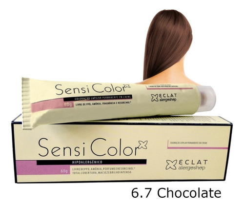Tintura Coloração Sensicolor Hipoalergênica Antialérgica Cores 6,7 CHOCOLATE