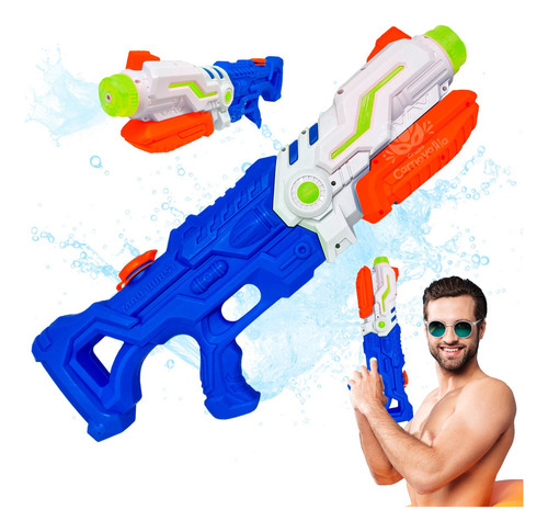 Pistola De Agua Azul Juguete Niños Verano Fun 1500ml 10mts