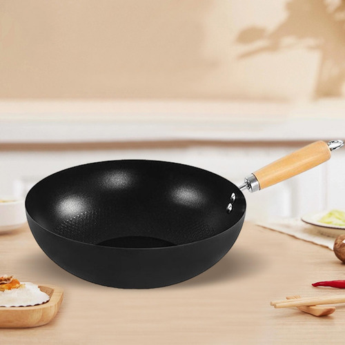Wok De Hierro Para Cocina, Utensilio Versátil, 28 Cm