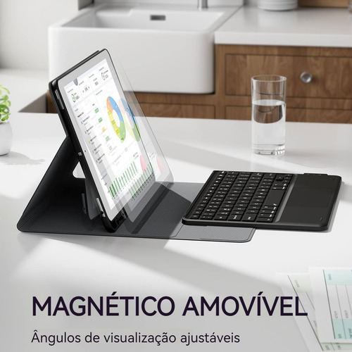 Touch Abnt2 Teclado + Mouse + Capa Para iPad Air6/air5/air4 Cor Preto