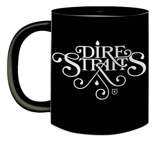 Caneca Preta Rock Clássico Internacional Dire Straits 80's