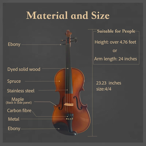 Set De Tamaño Completo De Violín De Violín De Estudiante De