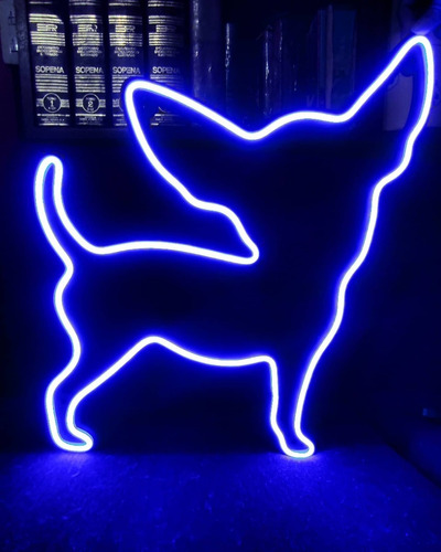 Cartel Perro Chihuahua Silueta En Neón Led  - Deco