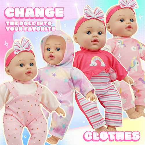 Muñeca Bebe Con Ropa 12 PuLG Regalo Niñas Navidad 41