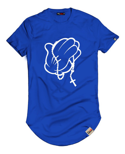 Imagem 7 de 9 de Camisa Camiseta Long Mãos Rezando Blusa Alongada Manga Curta