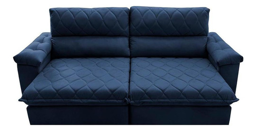Sofá Retrátil Reclinável 2,15m Cama Inbox Big Home. Velusoft Cor Azul