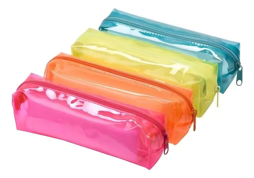 Estojo Escolar Neon Transparente Retangular