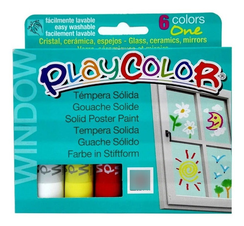 Tempera Solida Para Vidrios 6 Colores Playcolor