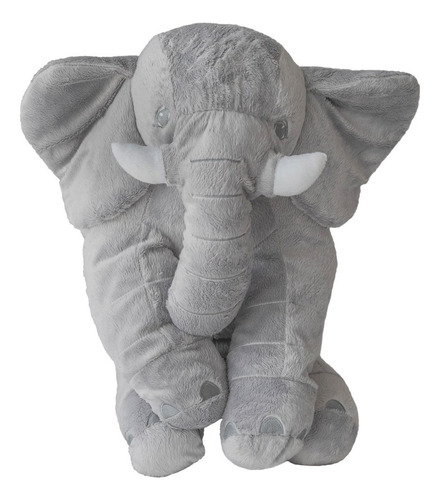 Almofada Elefante Travesseiro Pelúcia Bebê Dormir Cinza 60cm