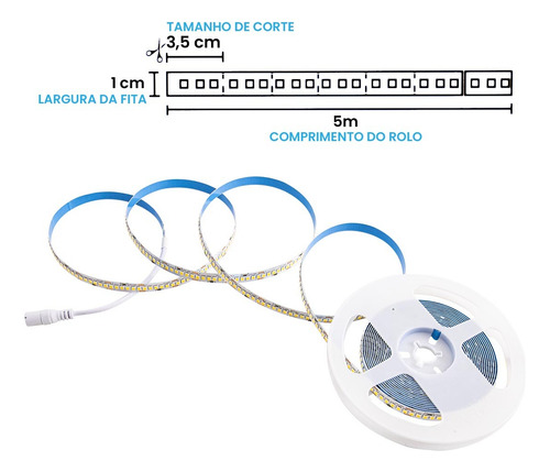 Fita Led 2835 12v 5m 120leds/m 12w/m 1200lm 3000k St3217