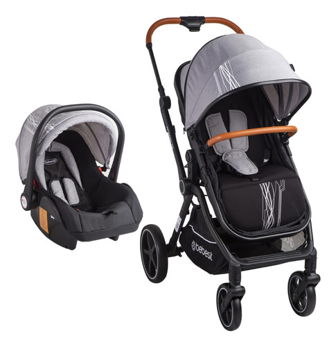 Coche De Paseo Con Moisés Y Baby Silla Bebesit Nomad Ts Color Gris Chasis Negro