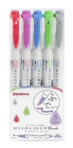 Zebra, Mildliner Brush 5 Colores 