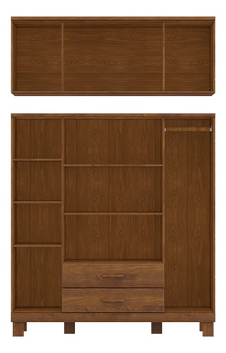 Guarda Roupa 8p 2g Espelho Com Aplique 150 Cm 1275 Castanho