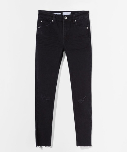 Bershka Jean Negro Push Up Pantalón Dama Talla 40 Nuevo