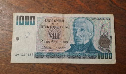 Bottero N 2631a Billete 1000 Pesos Argentinos, Escrito !!! (Usado)