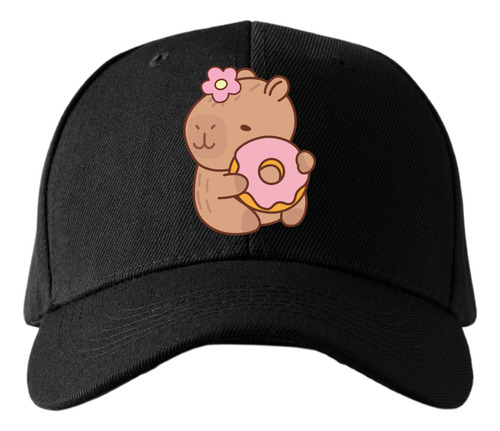 Gorra Tipo Baseball Diseño Capibara Dona Gorras Negras