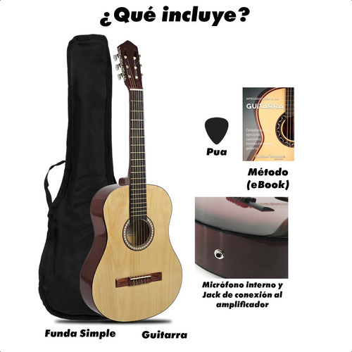 Guitarra Electro Acustica Criolla Funda Pua Colores Color Madera ll Material del diapasón Madera Orientación de la mano Zurdo