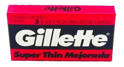 Gillette Hojas Para Afeitar Super Thin Mejorada Caja X 5 U.