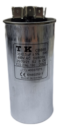Capacitor Duplo 35+2,5uf 440v Em Alumínio Tk