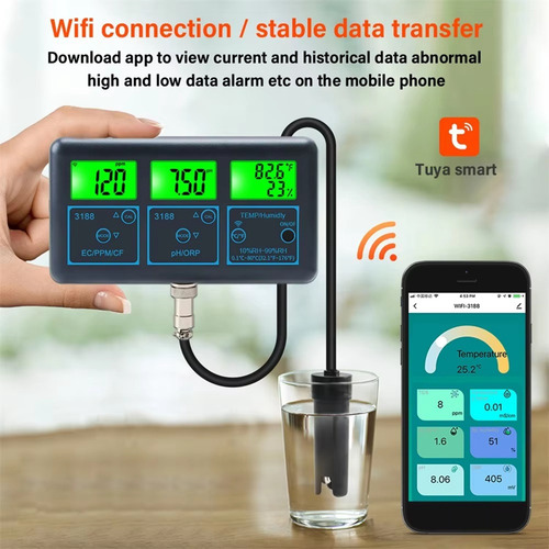 Probador De Calidad Del Agua T9tuya Wifi 7 En 1, Multiparáme