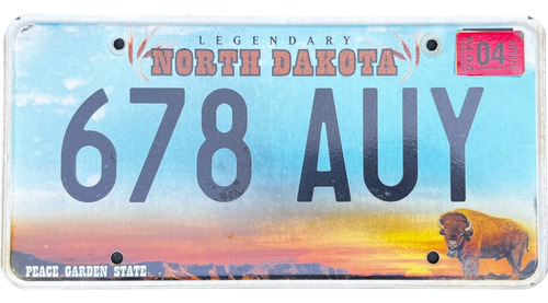 North Dakota Original Placa Metálica Carro Eua Usa Americana