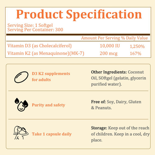 Sirdika Vitamina D3 K2 10000 Ui Softgel 300 Cápsulas