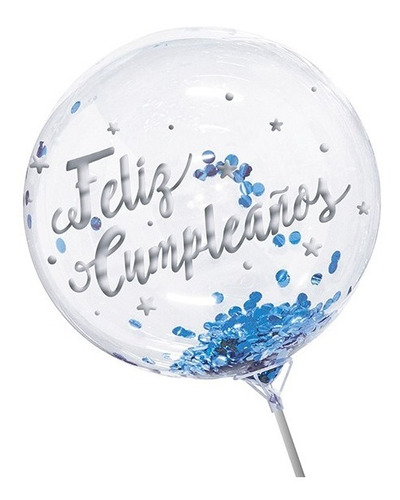 Globo Feliz Cumpleaños Burbuja Confeti Decoracion Fiesta
