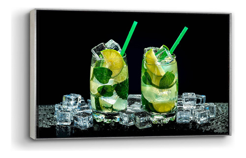 Cuadro Enmarcado Flotado Ricos Mojitos 90x140cm Colores Aluminio