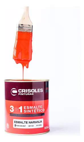 Pintura Esmalte Sintetico 3 En 1 3.6 Lts - Crisoles Acabado Brillante Color Naranja