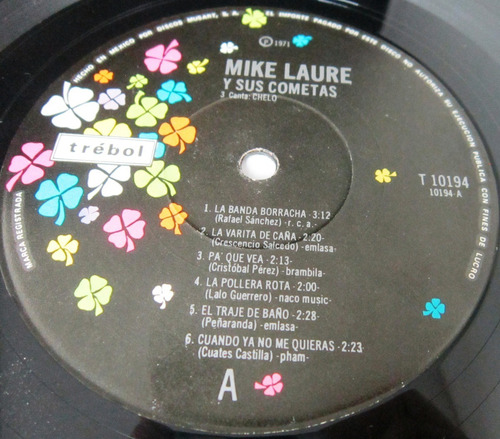 Mike Laure Y Sus Cometas Canta: Chelo Lp (Usado)