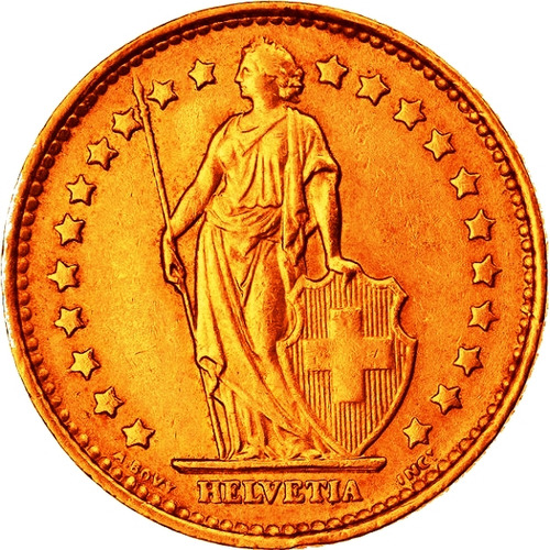 Suiza - Moneda 1 Franco Suizo Del Año 1968 Bañado En Oro 24k