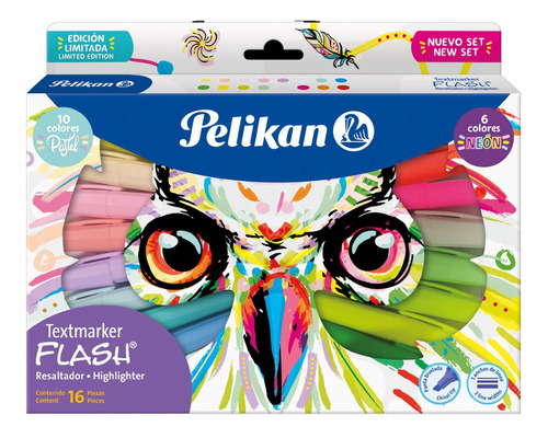 Resaltador Pelikan Textmarker Flash Set X 16 Colores