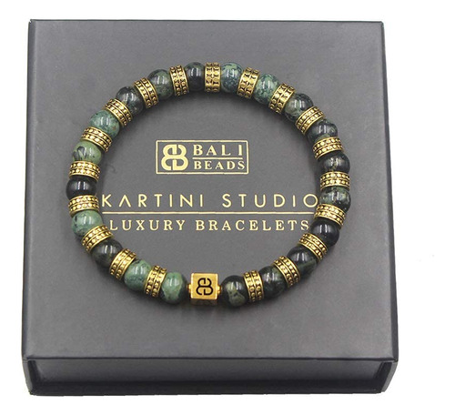 Pulsera De Jade Y Oro De 22 Quilates Hombres, Pulsera D...