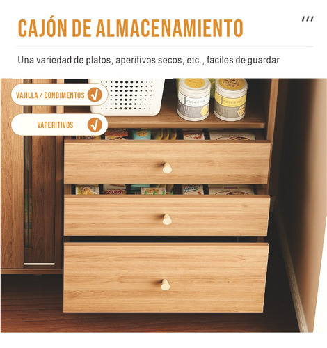 Amplio Almacenaje De Alimentos - Credenza Cocina Con Cajones