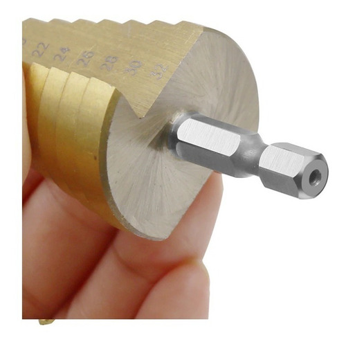 Imagen 10 de 10 de 3 Brocas Mechas Cónicas Escalonadas Metal 4-12 4-20 4-32 Mm