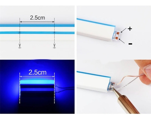 Imagem 5 de 9 de 3 Metros Mangueira Fita Led Neon 12v Carro Moto Corte 2,5cm