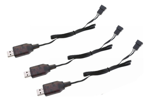 3× Cable De Cargador De Batería 7.4v Usb Al Enchufe Sm-4p