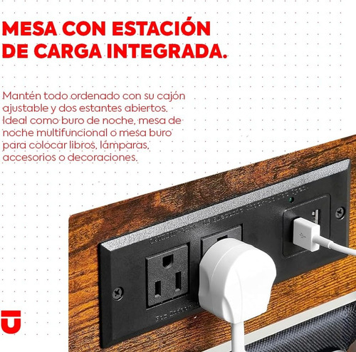 Mesa Auxiliar Moderna En Forma De C Con Estación De Carga