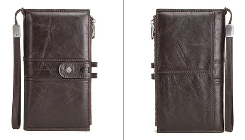 Contact's-cartera Cuero Genuino, Billetera Larga, Pasaporte