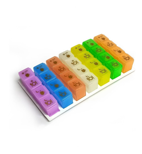 Imagen 2 de 6 de Pastillero Semanal 4 Comidas Multicolor Vertice X 2 Unidades
