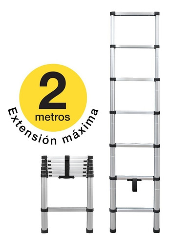 Imagen 1 de 7 de Escalera Telescopica De Aluminio De 2 Metros Portátil 150 K