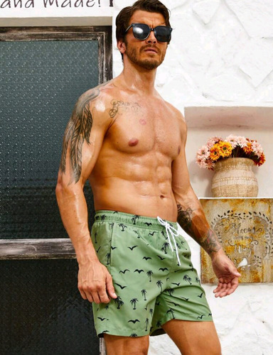 Traje De Baño Verde Short Para Hombre Nuevo Talla Grande