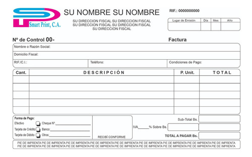 Imagen 1 de 8 de Talonario / Block Factura Full Color Seniat