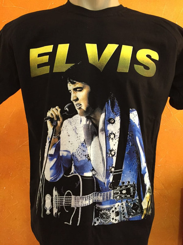 Camiseta De Rock Elvis Presley Classica Com Violão Tam G