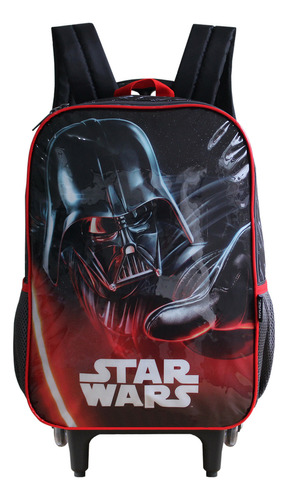 Mochila Escolar Com Rodinhas Do Star Wars Guerra Na Estrelas Cor Vermelho Desenho do tecido Vermelho Guerra nas Estrelas