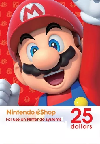 Cartão Nintendo Switch 3ds Wii U Eshop Card Usa $25 Dólares