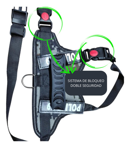 Arnes Para Perro Pechera Pretal Chaleco Con Correa Acero Talle L - Color Verde Fluor L Police K9 Verde Fluor