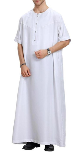 Thobe Musulmán Árabe Islámico Masculino Manga Corta Thawb